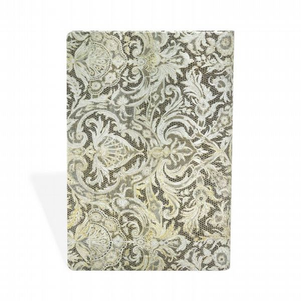 Ivory Veil (Lace Allure) Mini Lined Hardcover Journal (Elastic Band Closure)