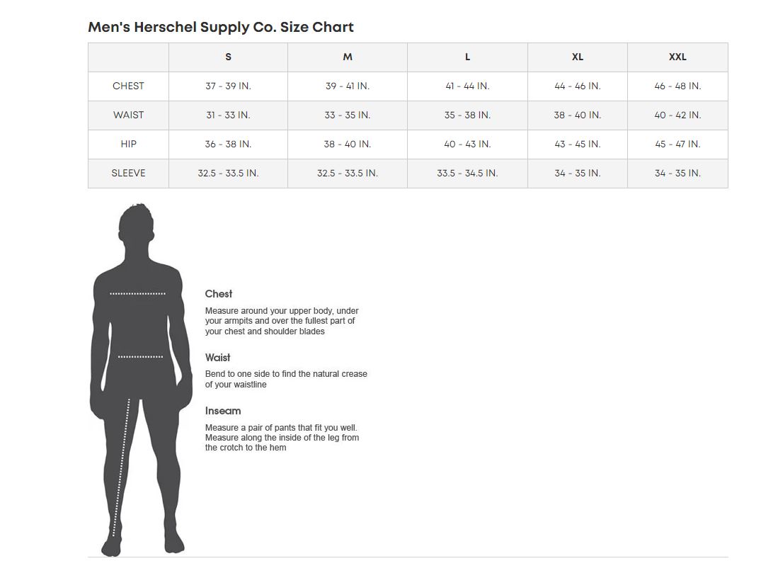 Herschel Size Guides