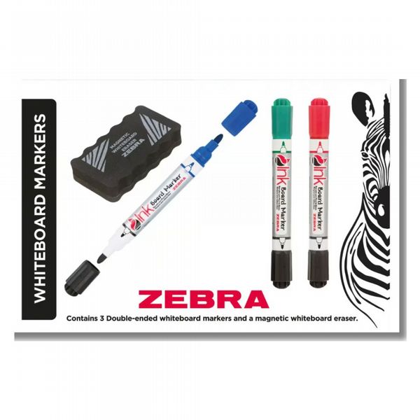 Zebra Pens ZWM Whiteboard Marker 4 Pk + Eraser