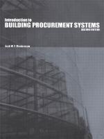 Introduction to Building Procurement Systems, An