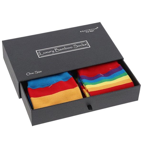 Equilibrium Men's Bamboo Socks Gift Box Rainbow