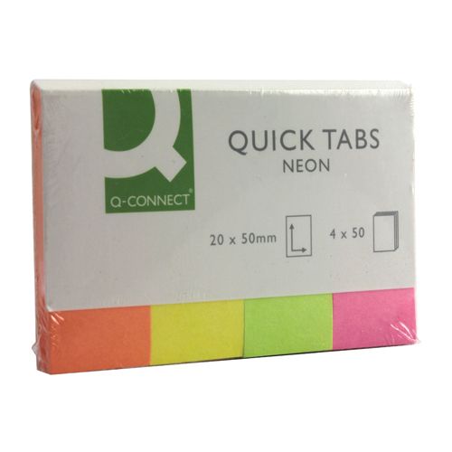 Q-Connect Quick Tabs 20X50 Neon Pack 200