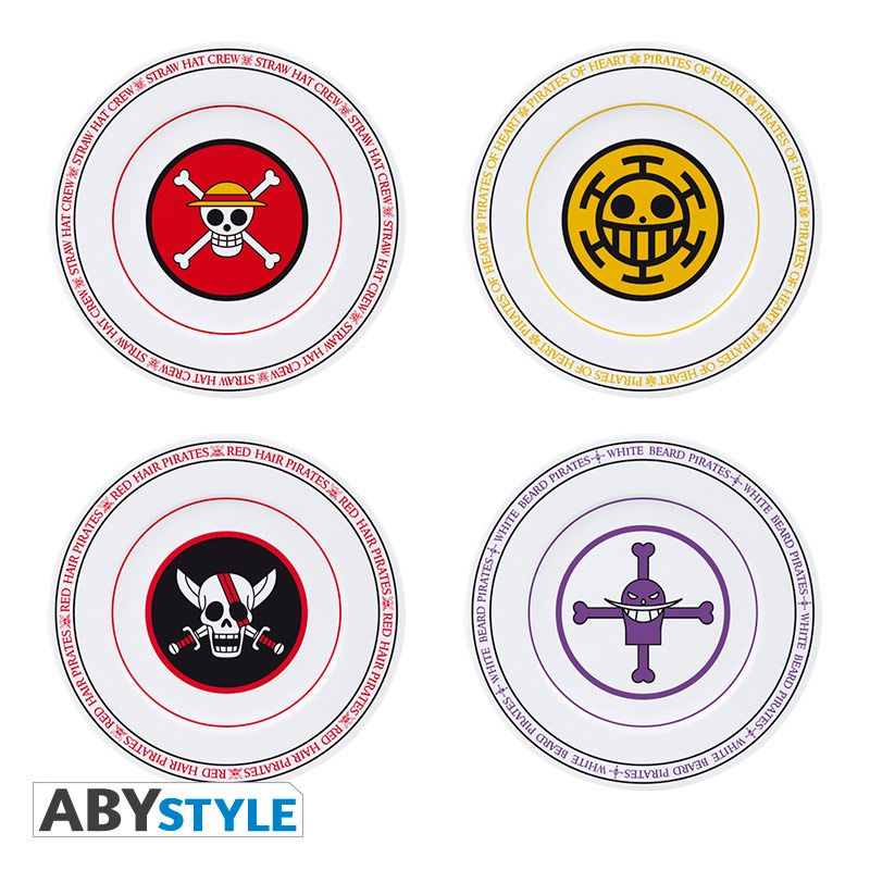 One Piece Emblems Set of 4 Porcelain Plates