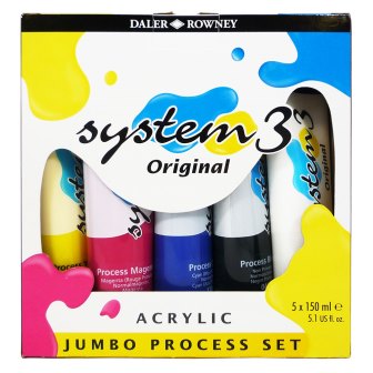 Daler Rowney System 3 Acrylic Jumbo Process Set: 5 x 150ml
