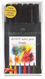 Faber Castell: Pitt Artists Brush Pen: Set of 6: Basic