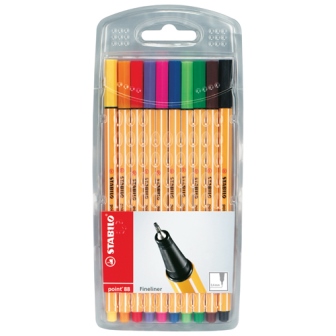 Stabilo Point 88 Fineliner Pens Assorted Fine - Pack of 10