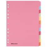 Office Depot Manilla punched Dividers A4 12 Part Multi Colour - Each Set